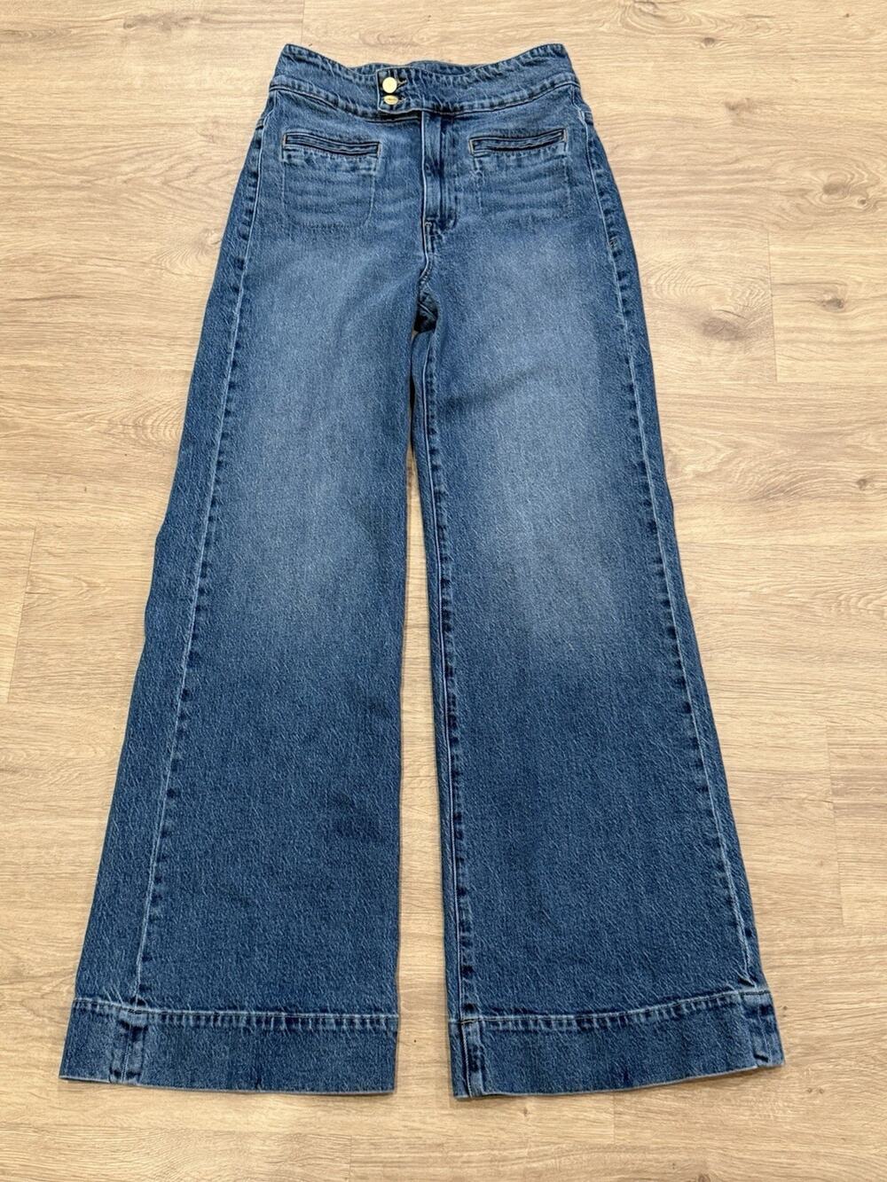 Frame Le Hardy Wide Leg Jeans Womens 27 Blue High Rise Relaxed Denim Pants